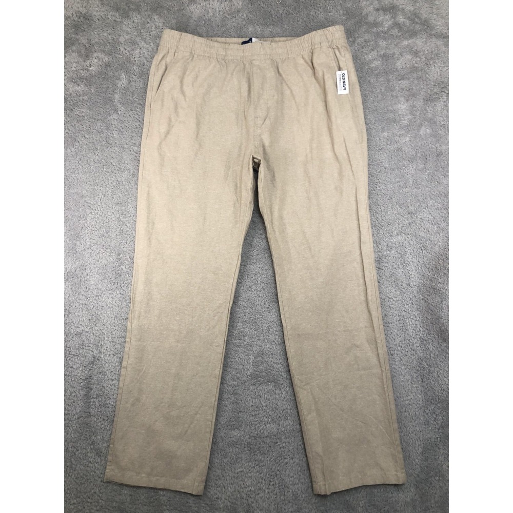 Old Navy Pants Womens XL (39x31.5) Beige NWT 90s Straight Linen Blend